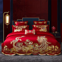 Thumbnail for Dragon and Phoenix Luxury Red Golden Wedding Embroidery Duvet Cover Cotton Bedding Set