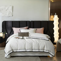 Thumbnail for White Grey Luxury Patchwork Hotel Grade Duvet Cover, Egyptian Cotton 1000TC Bedding Set