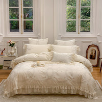 Thumbnail for Brown Luxury Princess Palace Europe Lace Ruffles Flowers Duvet Cover, Egyptian Cotton 1000TC Bedding Set