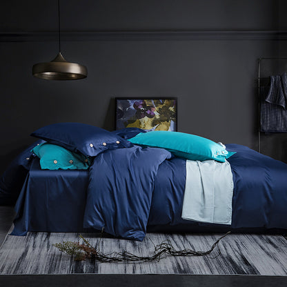 Luxury Blue Pink Natural Color Nordic Duvet Cover Set, Egyptian Cotton 600TC Bedding Set