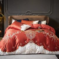 Thumbnail for Luxury Blue White Baroque Royal Duvet Cover Set, Washed Silk And Cotton Bedding Set
