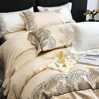 Thumbnail for Chic White Black Europe Lace Embroidery Soft Duvet Cover, 1000TC Egyptian Cotton Bedding Set