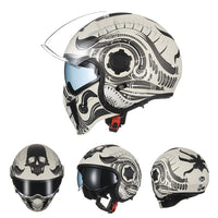 Thumbnail for Motorcycle Helmets Skull Art Paint Full Open Face DOT APPROVED Moto Sport Out Door