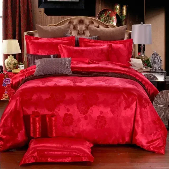 Baroque Jacquard Luxury European Wedding American Satin Bedding Set