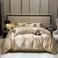 Thumbnail for Luxury Burgundy Gold Breathable Silky Satin 1000TC Bedding Set