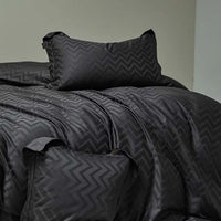 Thumbnail for Luxury Black Burgundy Satin Jacquard Patchwork Silky Duvet cover Set, 1000TC Egyptian Cotton Bedding Set