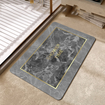 Grey Black Marble Style Bathroom Rugs Soft Floor Mat Absorbent Decor