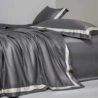 Thumbnail for Luxury Grey White Hotel Style Silky Soft Duvet Cover Set, 1000TC Egyptian Cotton Bedding Set