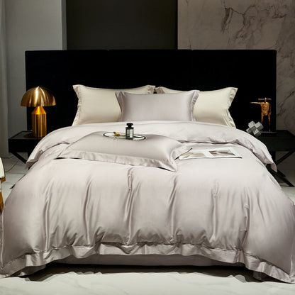 Luxury Champagne Pink Premium European Duvet Cover Set 1400TC Pima Cotton Bedding Set
