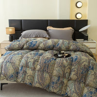 Thumbnail for Boho Paisley White Duck Down Cotton Comforter Hotel Grade Winter Warm for Bedding Set