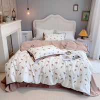 Thumbnail for Rose White Vintage Lace Ruffles Duvet Cover Set, 1000TC Egyptian Cotton Bedding Set