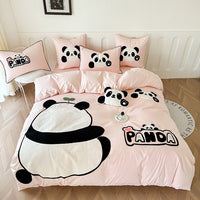 Thumbnail for Pink Panda Cotton 100% Child Kids Duvet Cover Bedding Set