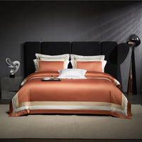 Thumbnail for Luxury Creamy Gold Hotel Grade Long Striped Duvet Cover, Egyptian Cotton 1000TC Bedding Set