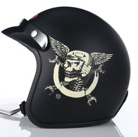 Thumbnail for Black Skull Wing Vintage Open Face Motorcycle Helmets Dot Sport Out Door