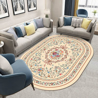 Thumbnail for Flower European Oval Rug Living Room Washable Carpet for Bedroom