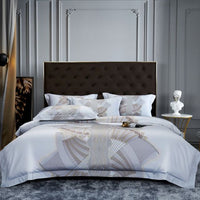 Thumbnail for Luxury Brown Blue Baroque European Palace Silky Boho Duvet Cover Set, 1000TC Egyptian Cotton Bedding Set