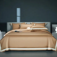 Thumbnail for Luxury Grey White Premium Hotel Grade Satin Silky Duvet Cover, 1400TC Egyptian Cotton Bedding Set