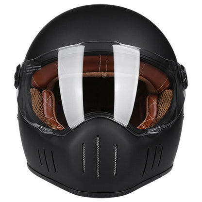 Black Matte Vintage Handmade Motorbike Full Face Motorcycle Helmets Open Abs Shell Moto Sport