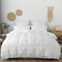 Thumbnail for White Gray High Quality Crafts Furball Soft Polyester Fabric Bedding Set