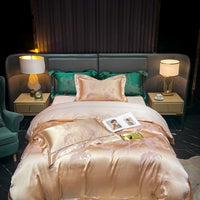 Thumbnail for Green Emerald Luxury Europe Satin Jacquard Duvet Cover Set, 1000TC Egyptian Cotton Bedding Set