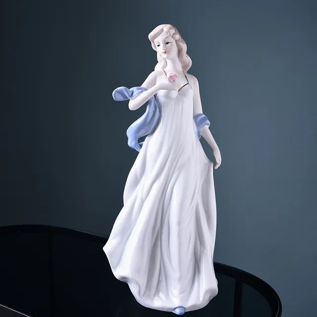 Beauty Lady European American Ceramic Porcelain Sculptures and Statues Handicraft Wedding Gift