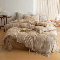 Thumbnail for Luxury Vintage American Jacquard Duvet Cover Set, 100% Cotton Bedding Set