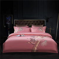 Thumbnail for Luxury Grey Pink Flowers American Winter Wedding Duvet Cover Set, 1000TC Egyptian Cotton Bedding Set