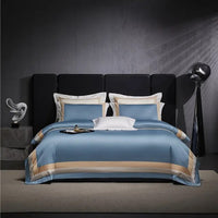 Thumbnail for Luxury Creamy Gold Hotel Grade Long Striped Duvet Cover, Egyptian Cotton 1000TC Bedding Set