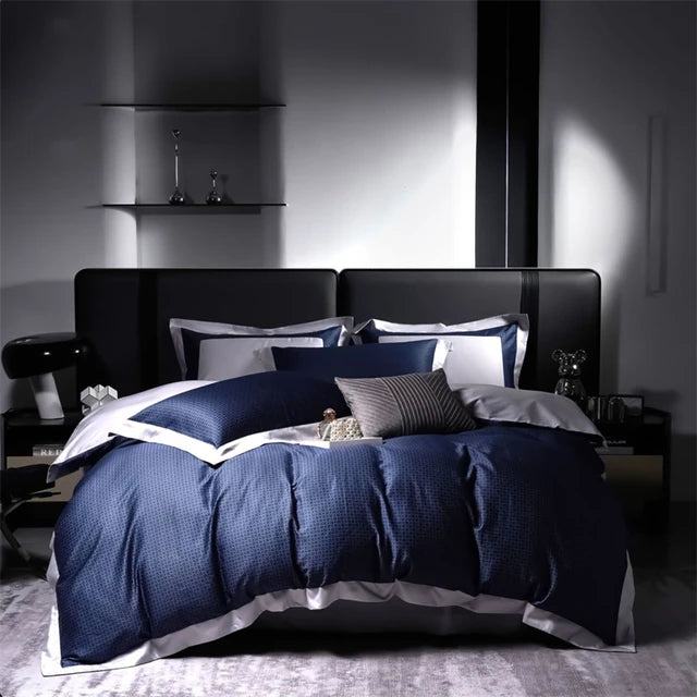 Luxury Blue Gray American Egyptian Cotton 1000TC Soft Bedding Set