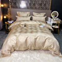 Thumbnail for Luxury Black Gold Jacquard Silky Duvet Cover Set, Egyptian Cotton 1200TC Bedding Set