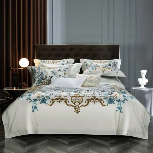 Vintage Egyptian Cotton 1000TC Luxury Digital Printing Bohemian Duvet Cover Bedding Set