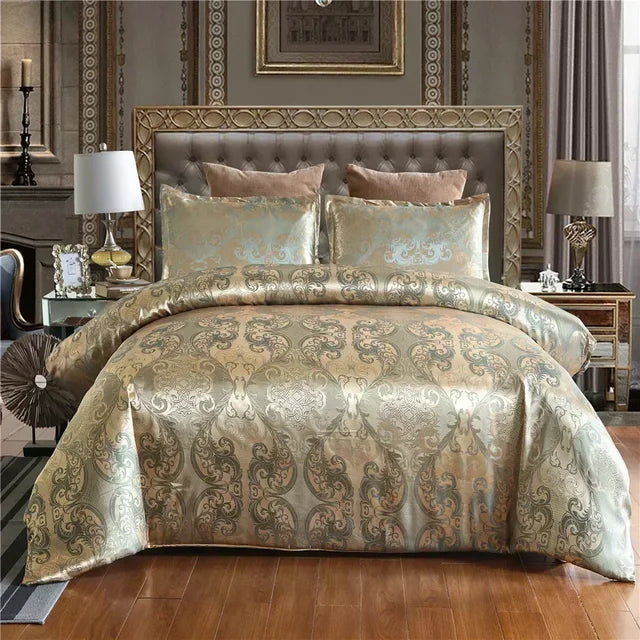 Baroque Jacquard Luxury European Wedding American Satin Bedding Set