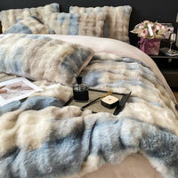 Thumbnail for Premium Gradient Fur Autumn Winter Plush Cozy Duvet Cover Bedding Set