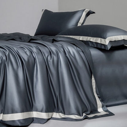 Luxury Grey White Hotel Style Silky Soft Duvet Cover Set, 1000TC Egyptian Cotton Bedding Set