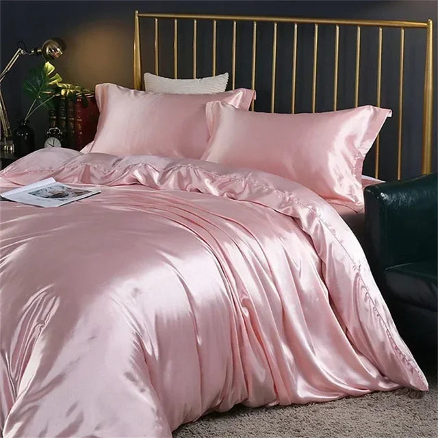 Luxury White Gold Natural Mulberry Ice Silk American Bedding Set