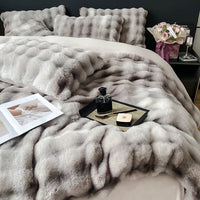 Thumbnail for Premium Gradient Fur Autumn Winter Plush Cozy Duvet Cover Bedding Set