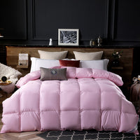 Thumbnail for Pure White Pink Goose Down Comforter Quilt Duvets Hotel Winter Bedding