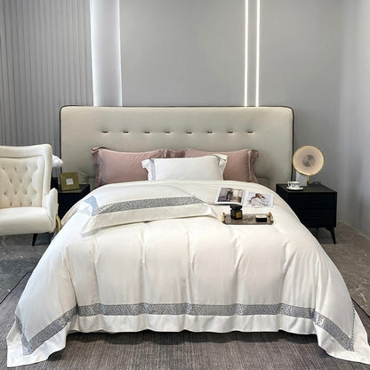 Luxury Leopard Print Edge Winter Autumn Duvet Cover Set, 1000TC Egyptian Cotton Bedding Set