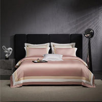 Thumbnail for Luxury Creamy Gold Hotel Grade Long Striped Duvet Cover, Egyptian Cotton 1000TC Bedding Set