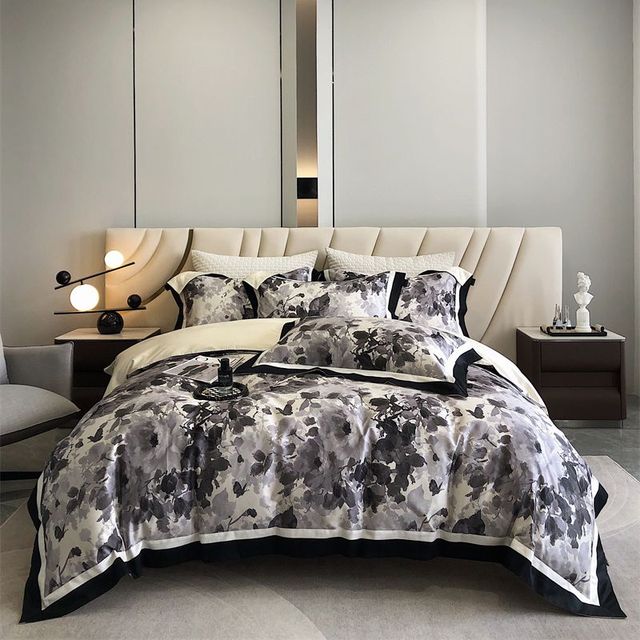American Nature Leaf Print Luxury Egyptian Cotton 1000TC Duvet Cover Bedding Set