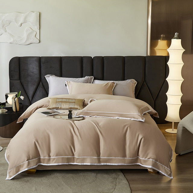 White Grey Luxury Patchwork Hotel Grade Duvet Cover, Egyptian Cotton 1000TC Bedding Set
