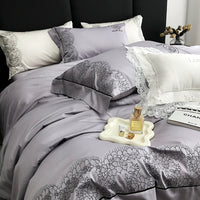 Thumbnail for Chic White Black Europe Lace Embroidery Soft Duvet Cover, 1000TC Egyptian Cotton Bedding Set