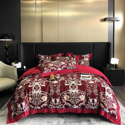 Vintage American Plant Flowers Print Art Duvet Cover Set, 1000TC Egyptian Cotton Bedding Set