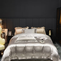 Thumbnail for Grey Gold Baroque Luxury Satin Jacquard Egyptian cotton 1000TC Duvet Cover Bedding Set