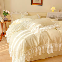 Thumbnail for Classic European White Pink Princess Washed Cotton Child Duvet Cover Bedding Set