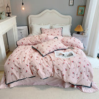 Thumbnail for Rose White Vintage Lace Ruffles Duvet Cover Set, 1000TC Egyptian Cotton Bedding Set