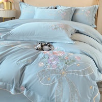 Thumbnail for Vintage Chic Flowers Embroidery Cotton 400TC Long Staple Duvet Cover Bedding Set