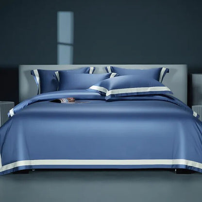 Luxury Grey White Premium Hotel Grade Satin Silky Duvet Cover, 1400TC Egyptian Cotton Bedding Set