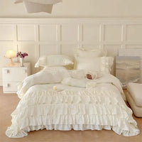 Thumbnail for Romantic Europe Princess Cotton Pleat Ruffles Wedding Girl Bedding Set