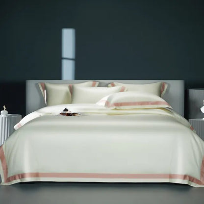 Luxury Grey White Premium Hotel Grade Satin Silky Duvet Cover, 1400TC Egyptian Cotton Bedding Set